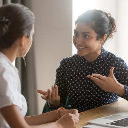 Two students in discussion