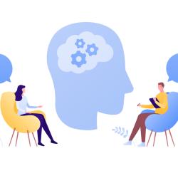 Two people in therapy illustration