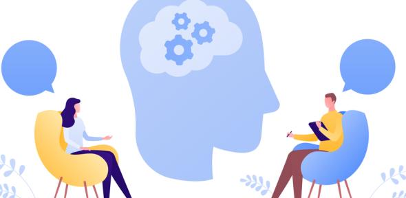 Two people in therapy illustration