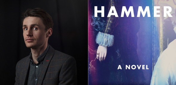 Collage of Joe Reed and book cover for his novel 'Hammer'