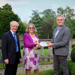 ICE and Madingley Hall staff receiving 30th anniversary plaque for National Garden Scheme