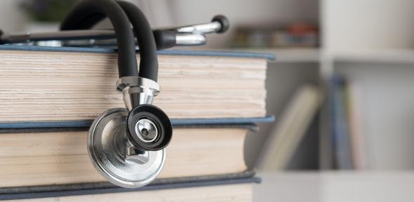 Stethoscope and books