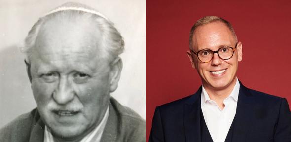 Collage of Judge Rinder and grandfather